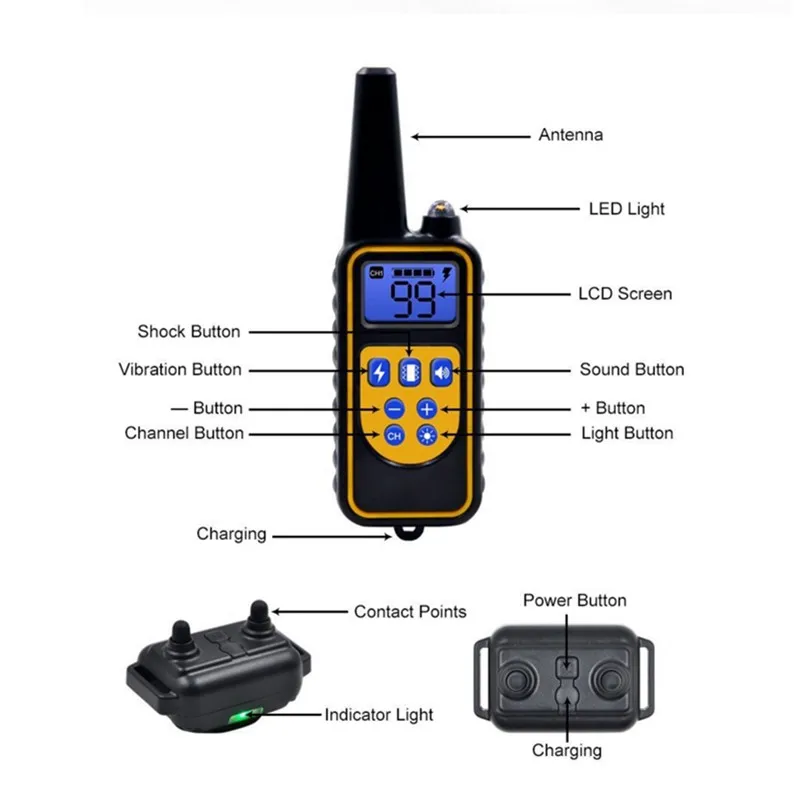 Remote dog training collar with handheld controller