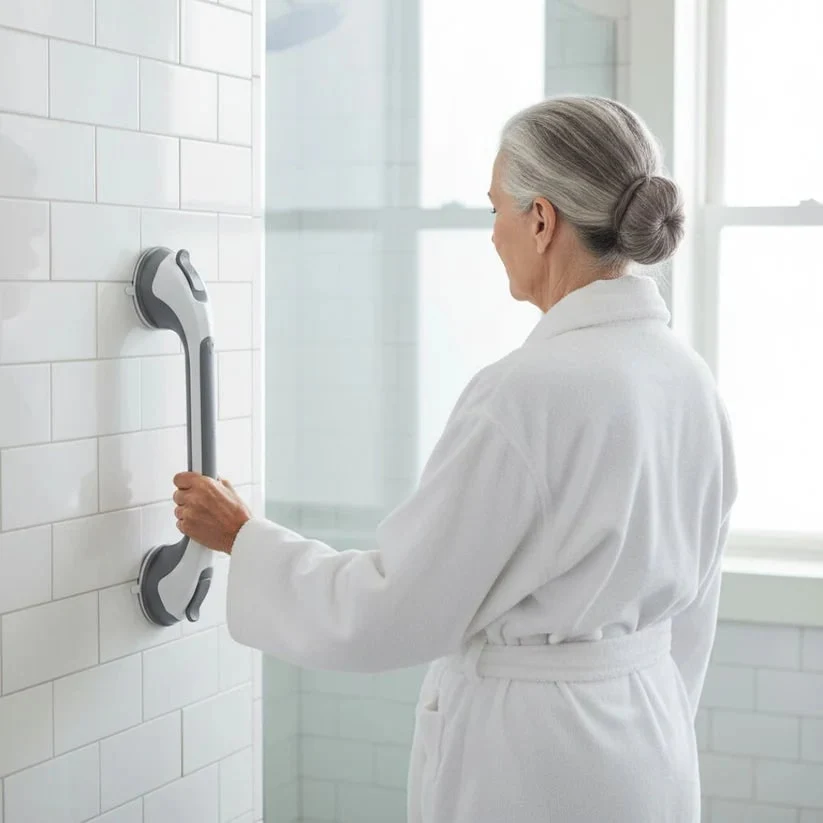 Shower Grab Bar Bathroom Safety Suction Cup Handle Easy Install - Image 2